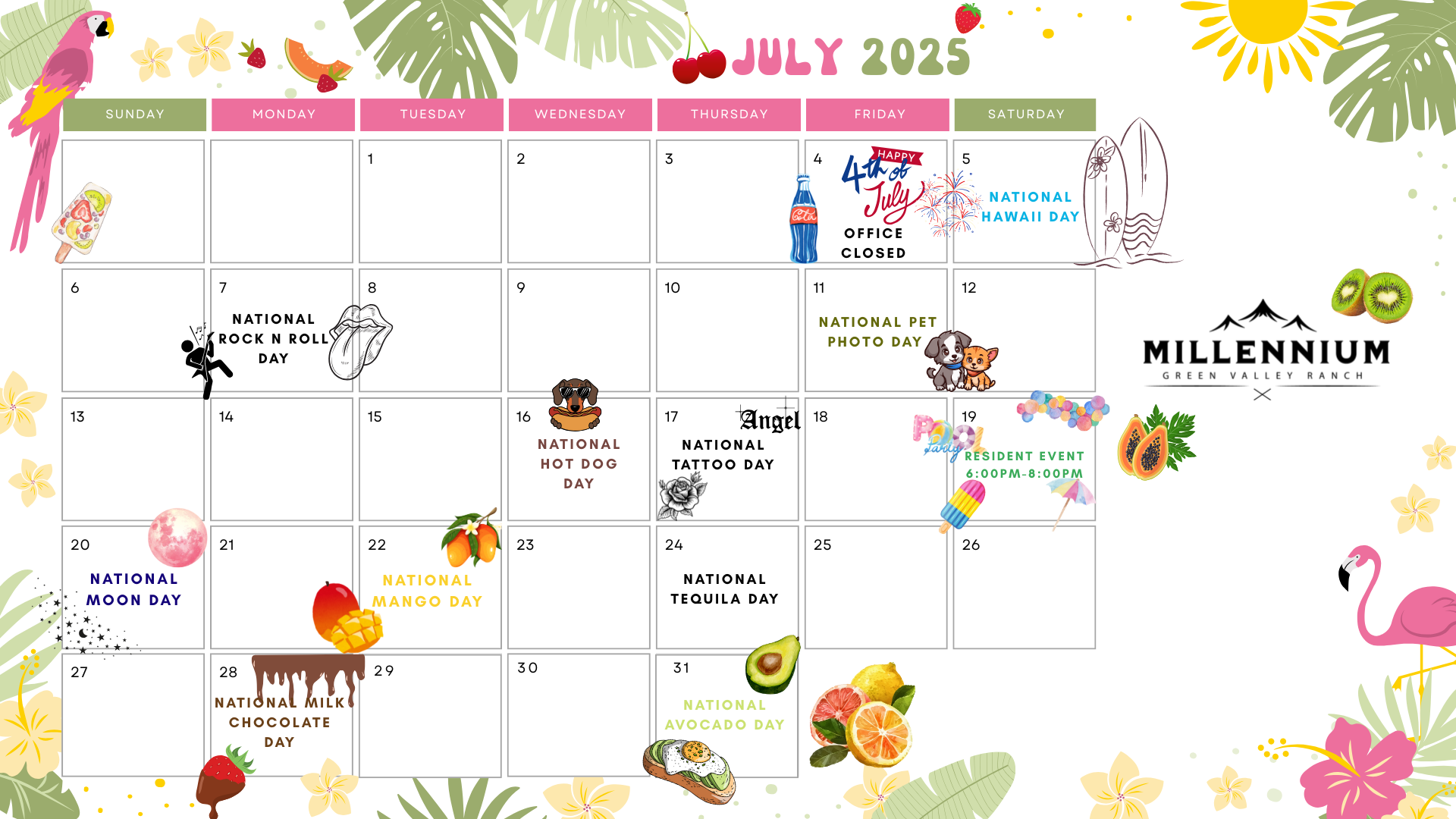 July Events Calendar July Events Calendar