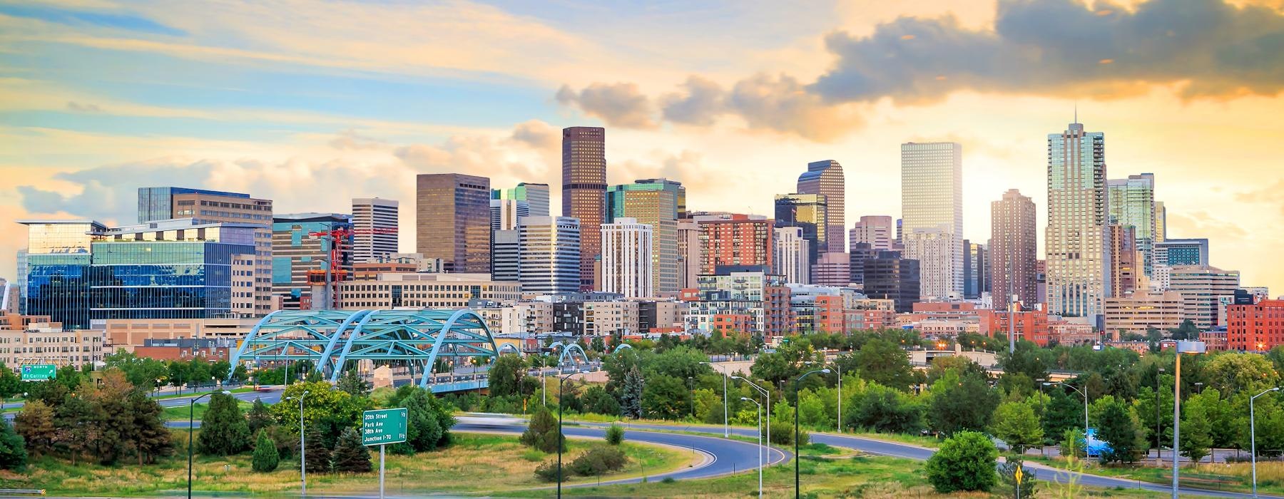 a city skyline with a park